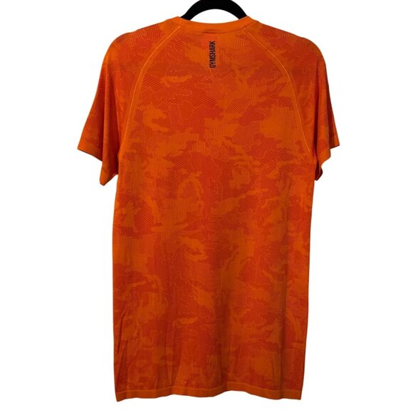 Gymshark Geo Seamless Orange Short Sleeve Performance Shirt M Workout Gym Active - Picture 3 of 6